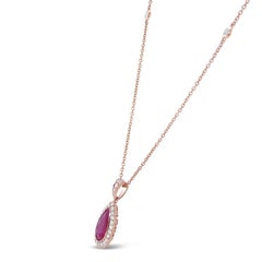 18ct Rose Gold 'No Heat' Ruby and Diamond Necklace and Pendant