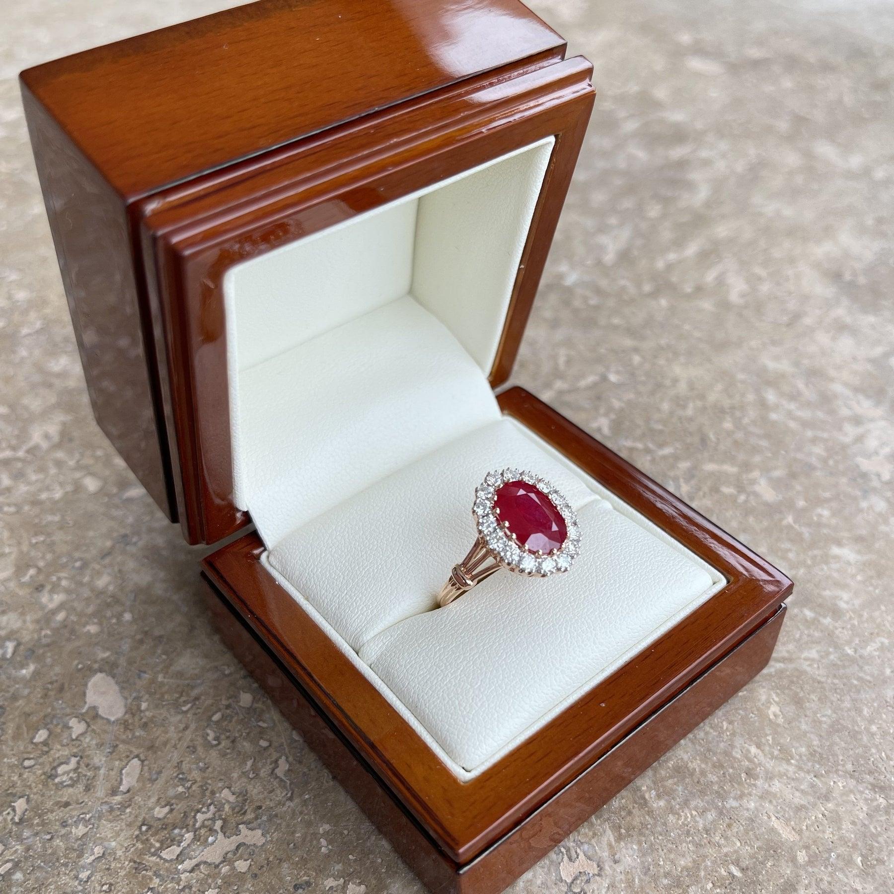 For Sale:  18ct Rose Gold Ruby and Diamond Ring 8