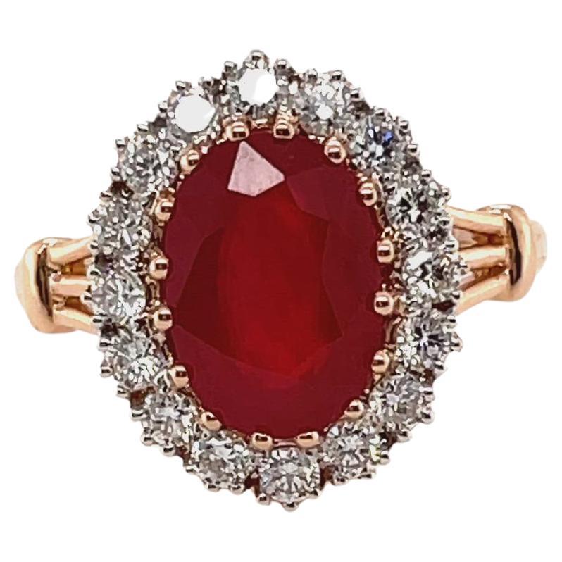 For Sale:  18ct Rose Gold Ruby and Diamond Ring 10