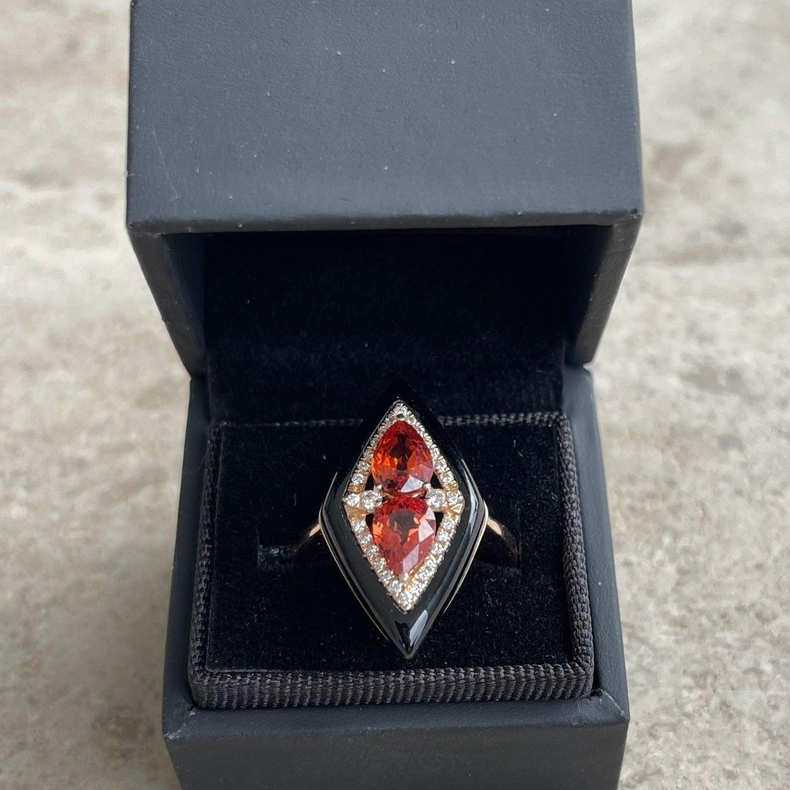For Sale:  18ct Rose Gold Sapphire and Diamond Onyx Ring 2