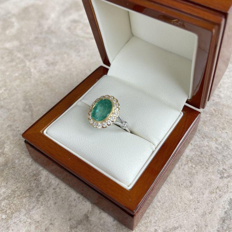 For Sale:  18ct Two Tone Yellow and White Gold 'Heather' Emerald Ring 8