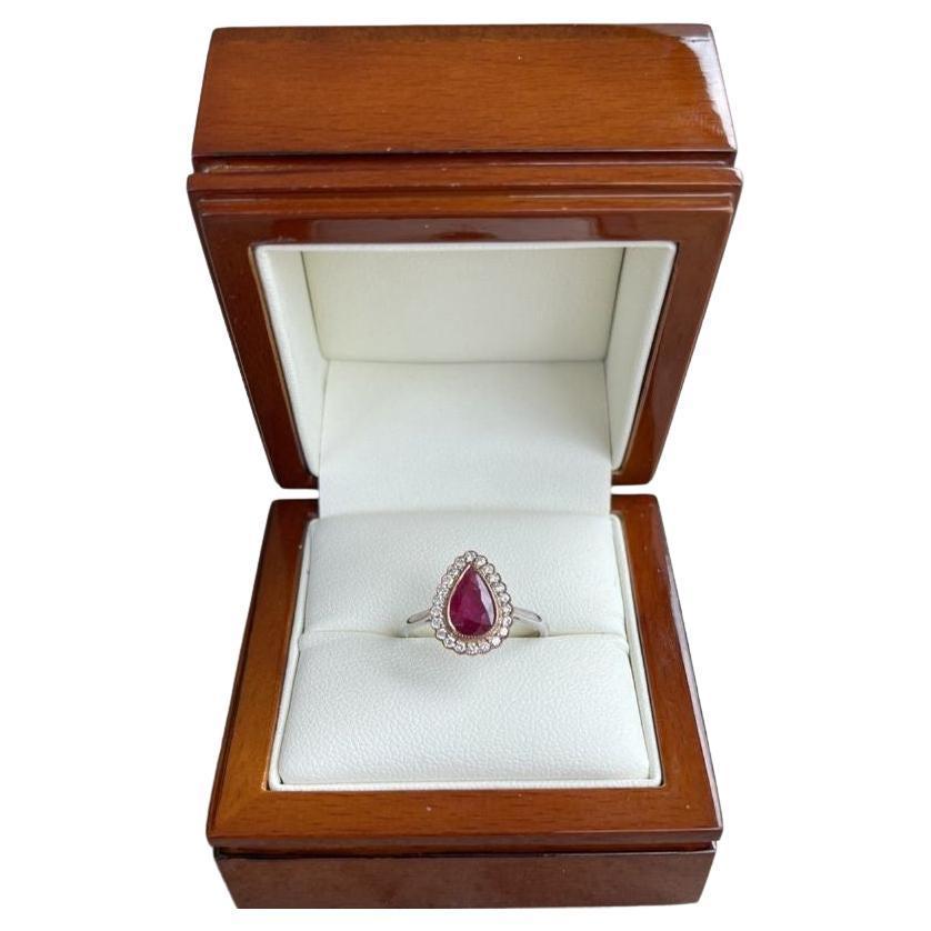For Sale:  Imperial Jewels 18ct White and Rose Gold 'No Heat' Ruby and Diamond Ring 7