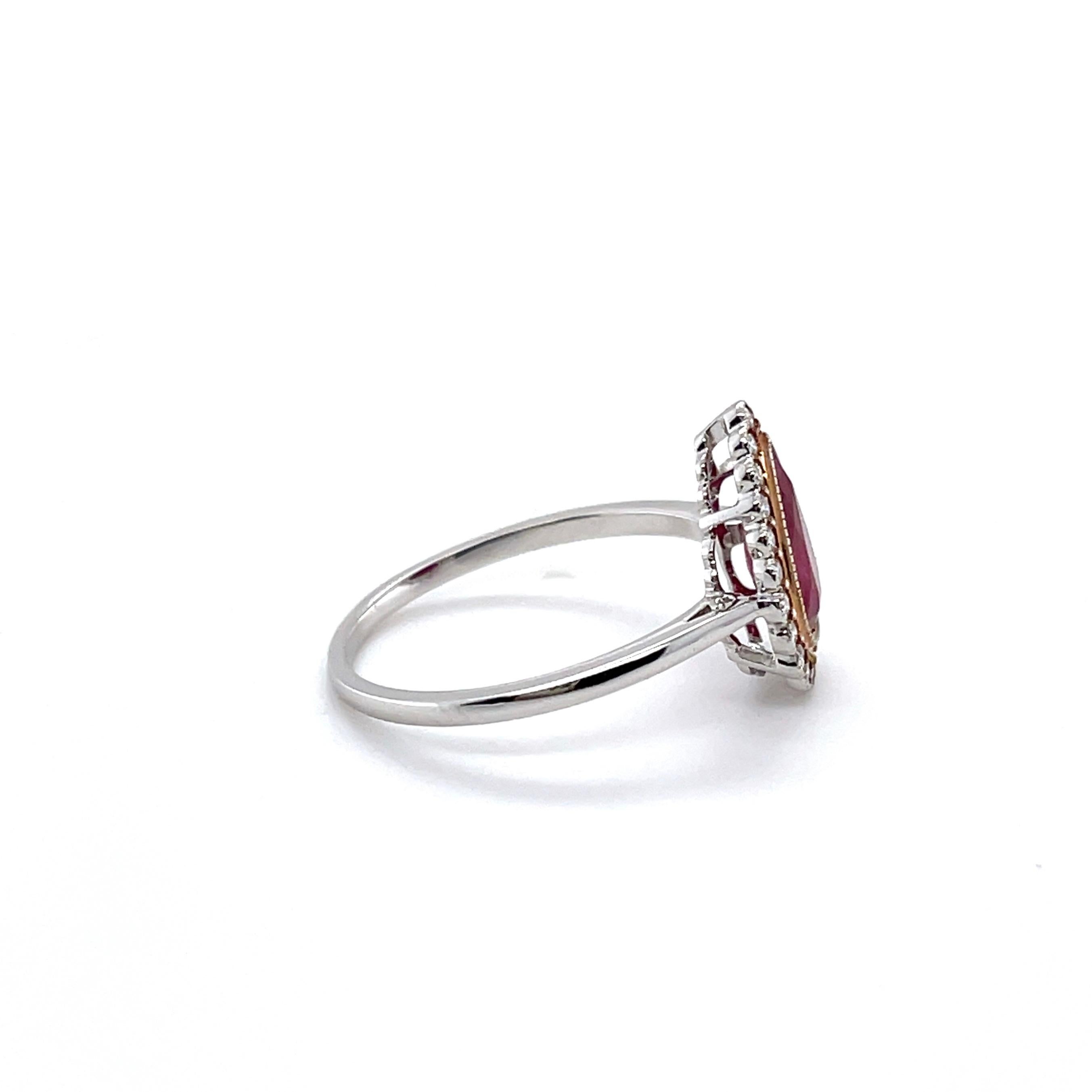 For Sale:  Imperial Jewels 18ct White and Rose Gold 'No Heat' Ruby and Diamond Ring 2