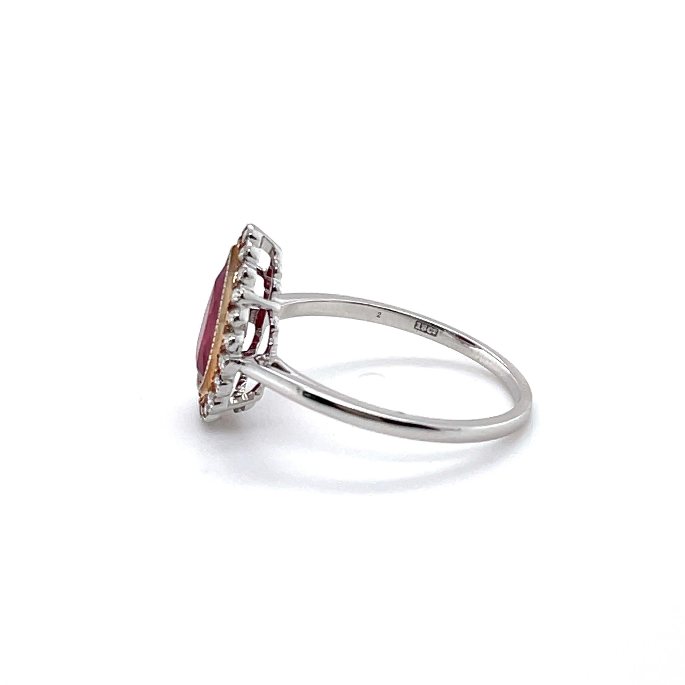 For Sale:  Imperial Jewels 18ct White and Rose Gold 'No Heat' Ruby and Diamond Ring 3