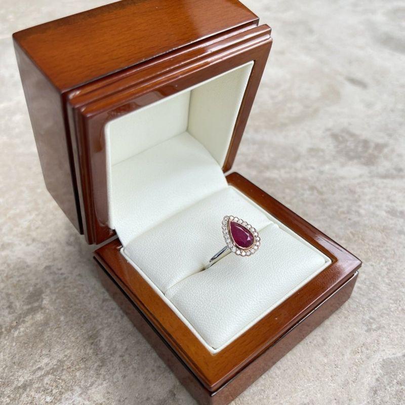 For Sale:  Imperial Jewels 18ct White and Rose Gold 'No Heat' Ruby and Diamond Ring 9