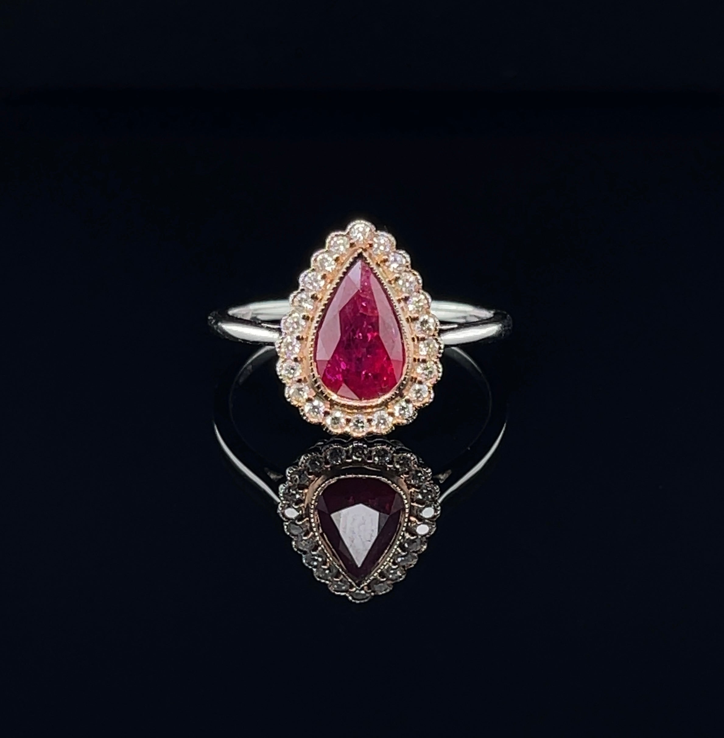 Im Angebot: Imperial Jewels 18 Karat Weiß- und Roségold 'No Heat' Rubin- und Diamantring () 6