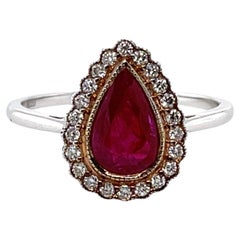 Bague Imperial Jewels en or blanc et rose 18 carats, rubis et diamants « sans chaleur »