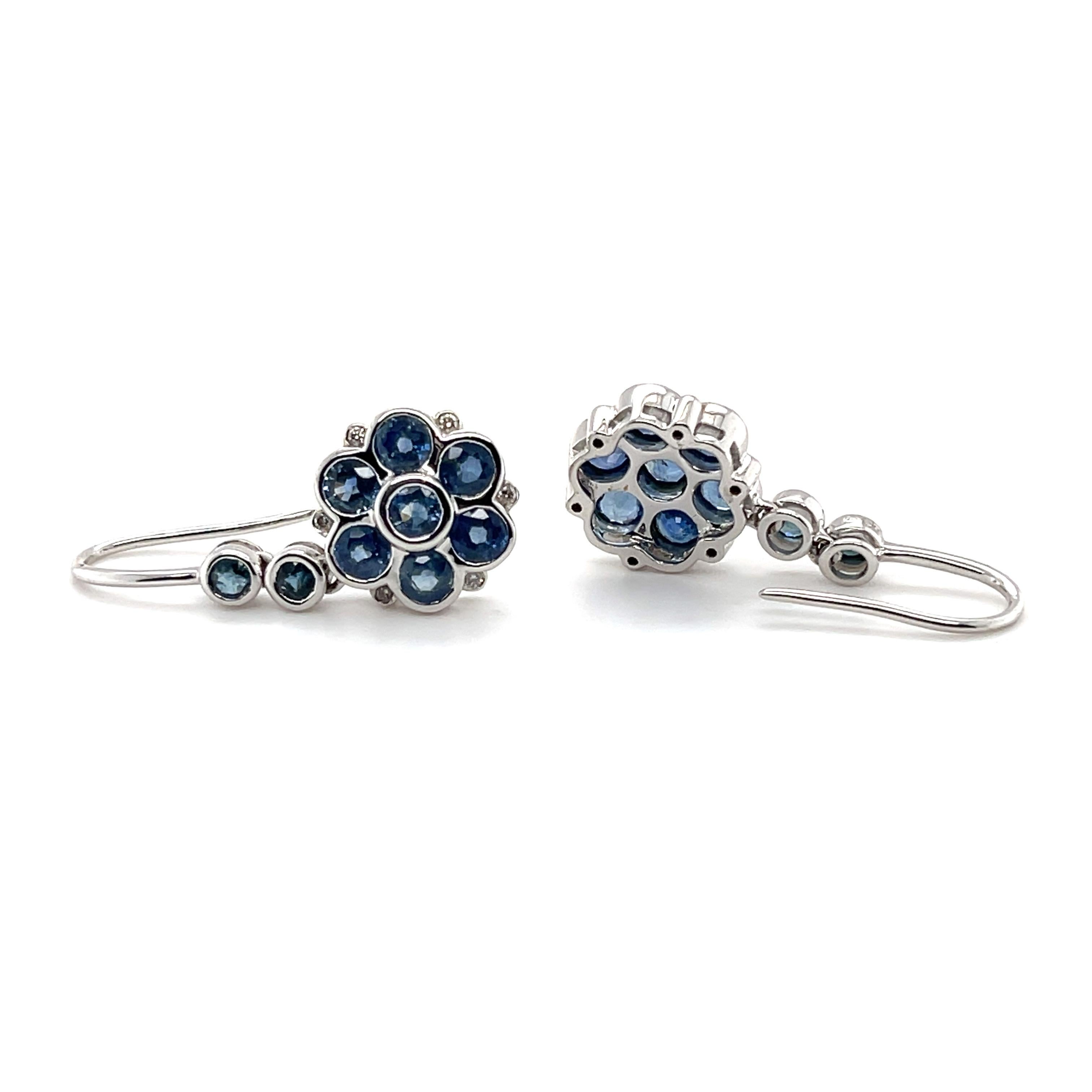Contemporary Imperial Jewels 18ct White Gold 3.46ct Sapphire and Diamond Earrings For Sale