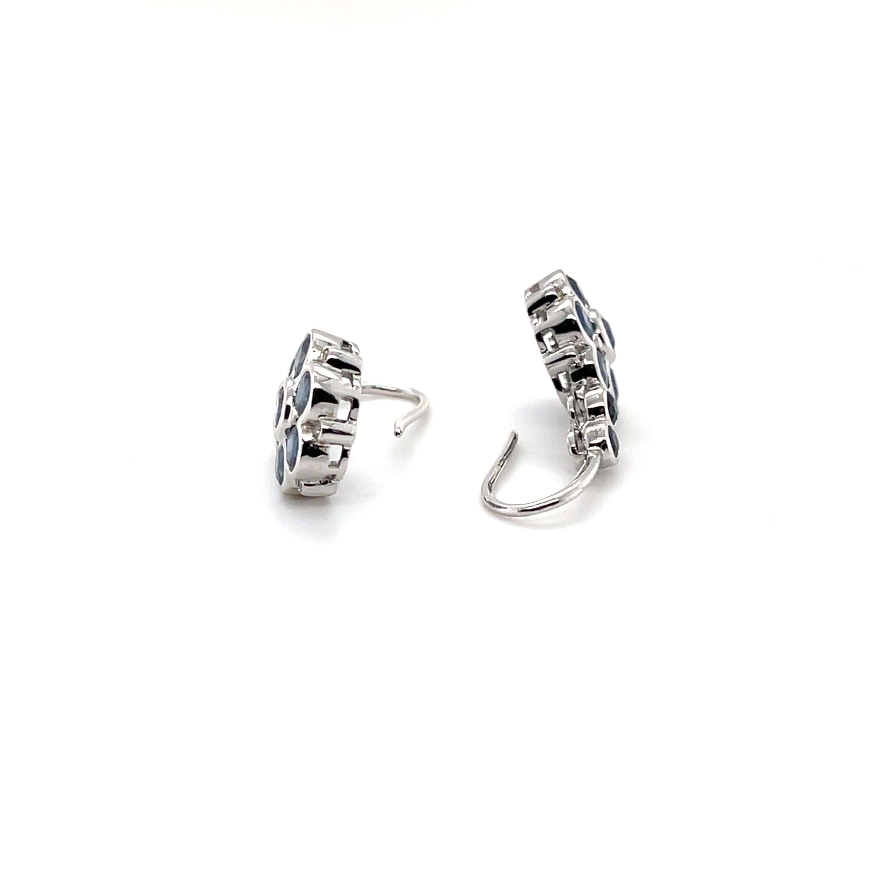 Brilliant Cut Imperial Jewels 18ct White Gold 3.46ct Sapphire and Diamond Earrings For Sale