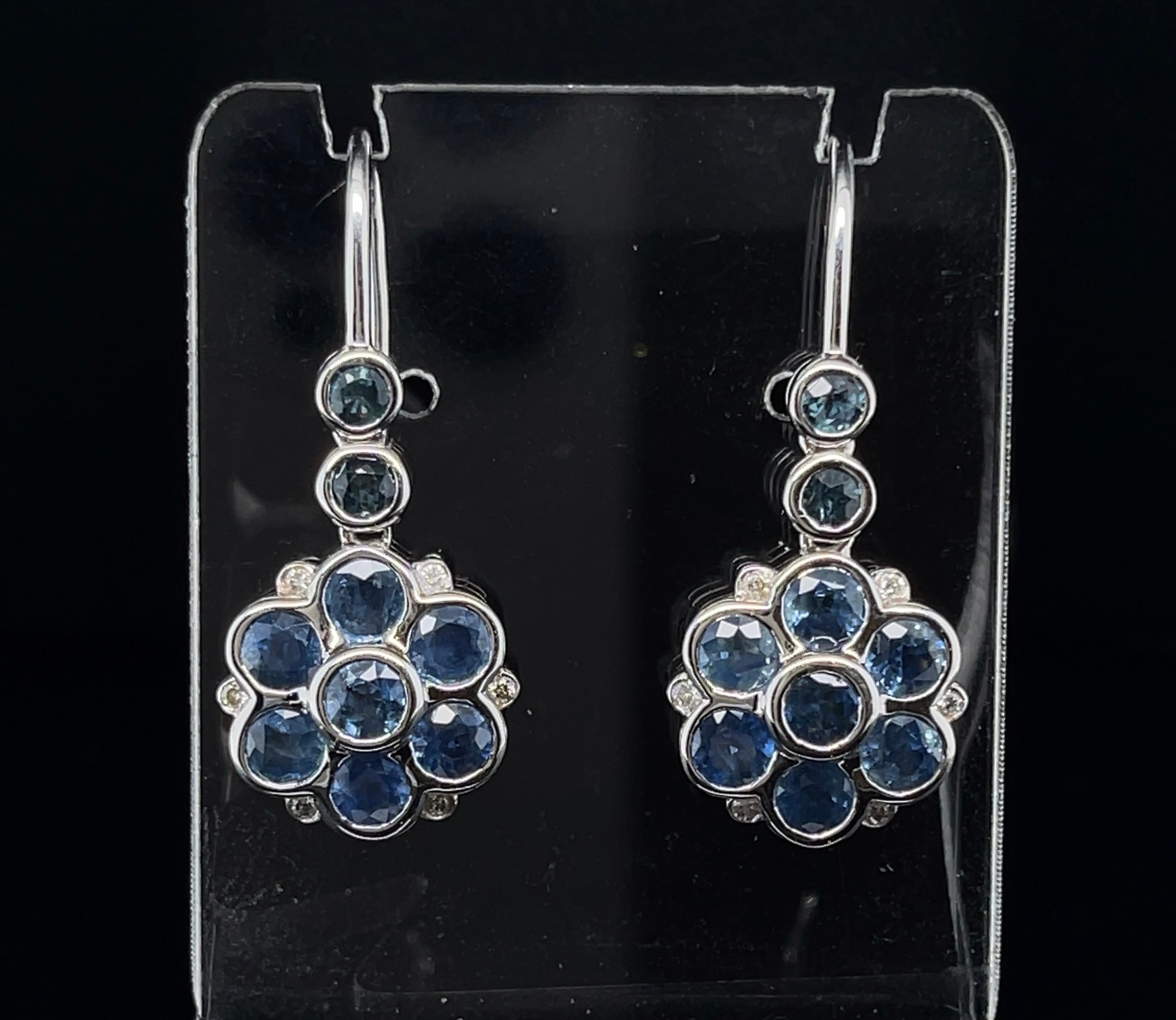 Imperial Jewels 18ct White Gold 3.46ct Sapphire and Diamond Earrings For Sale 1
