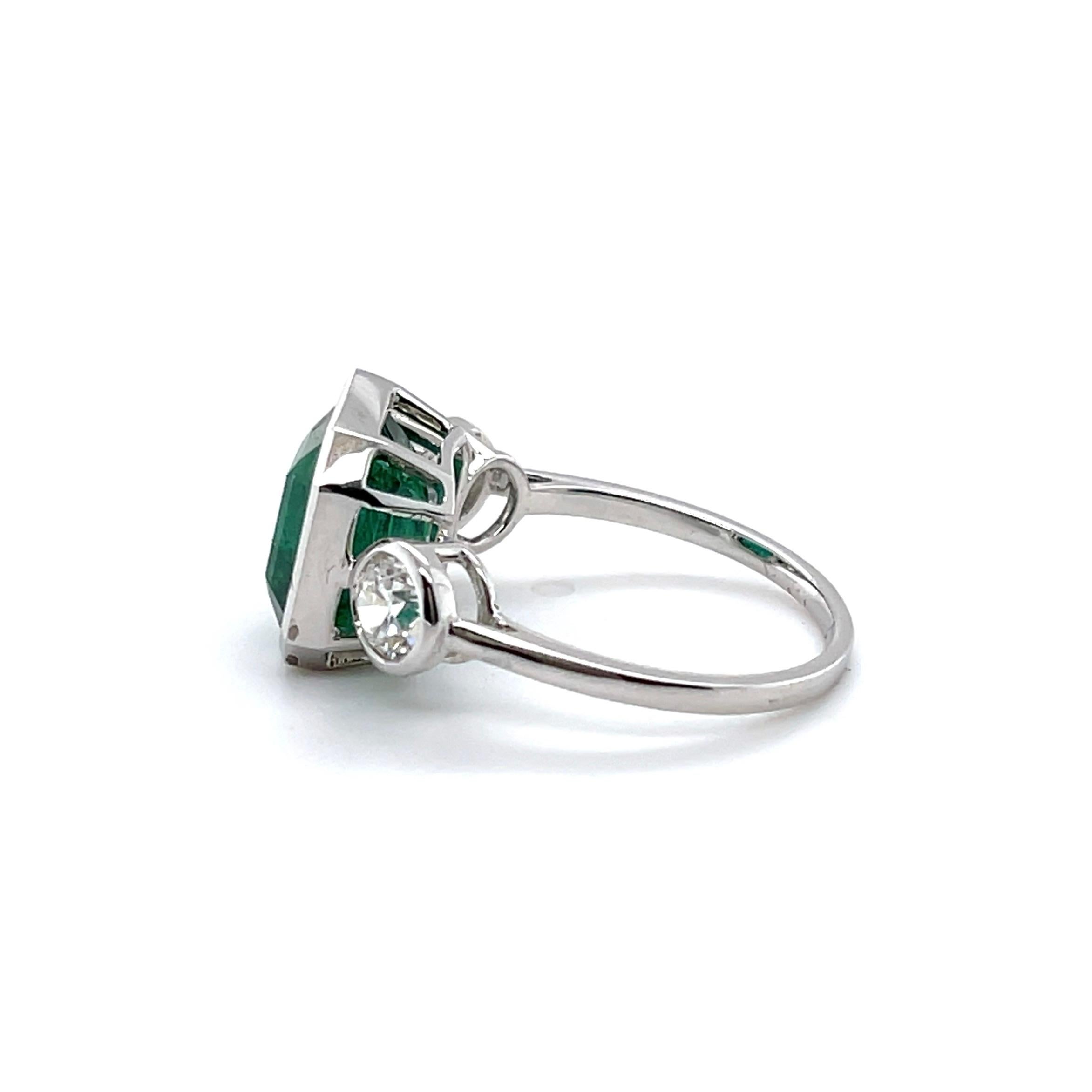 For Sale:  Imperial Jewels 18ct White Gold 3.85ct Emerald and Diamond Ring 3