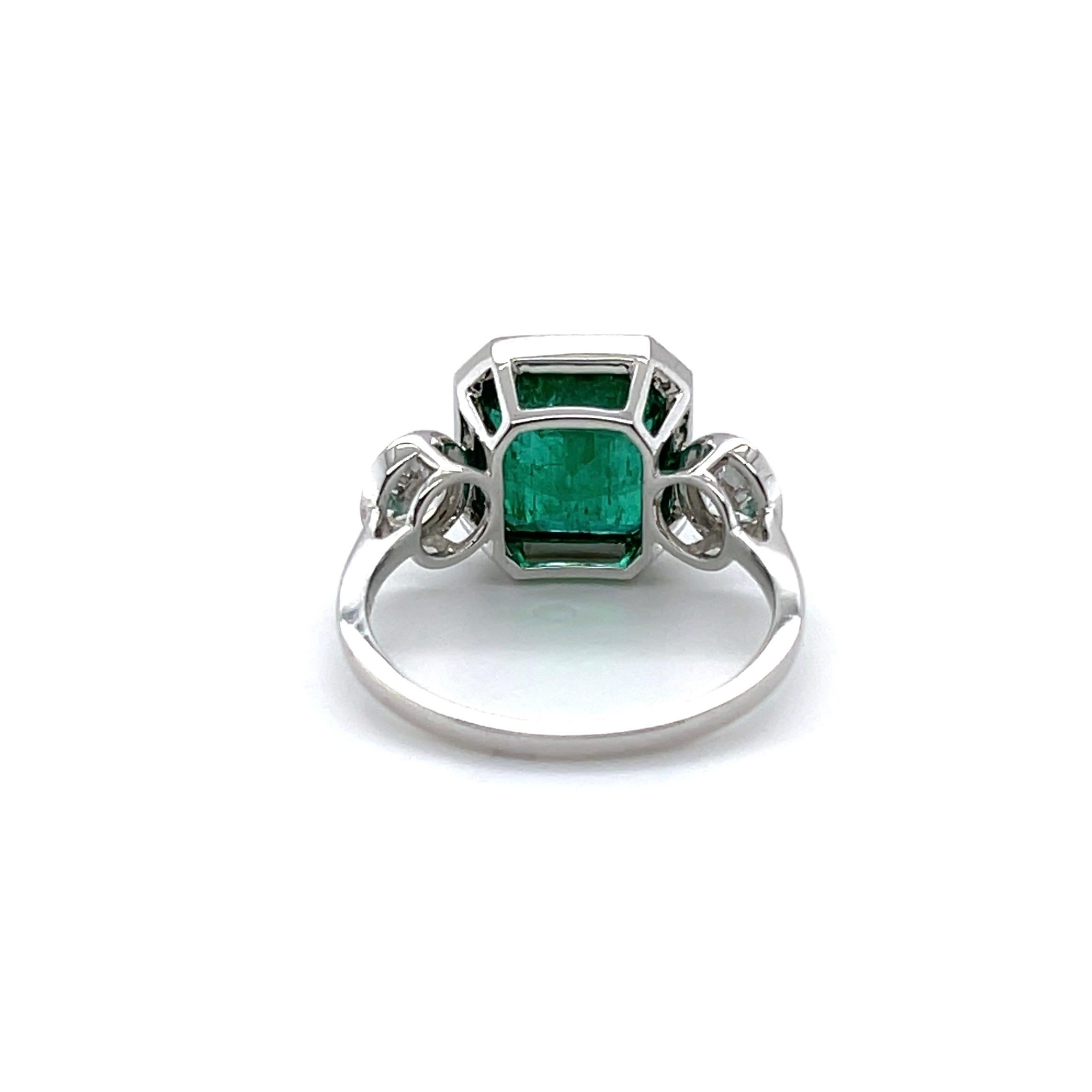 For Sale:  Imperial Jewels 18ct White Gold 3.85ct Emerald and Diamond Ring 4