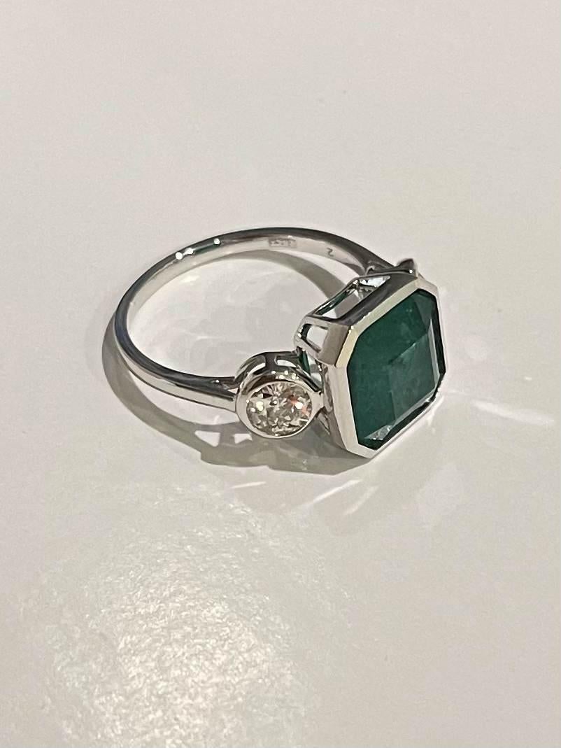 For Sale:  Imperial Jewels 18ct White Gold 3.85ct Emerald and Diamond Ring 8