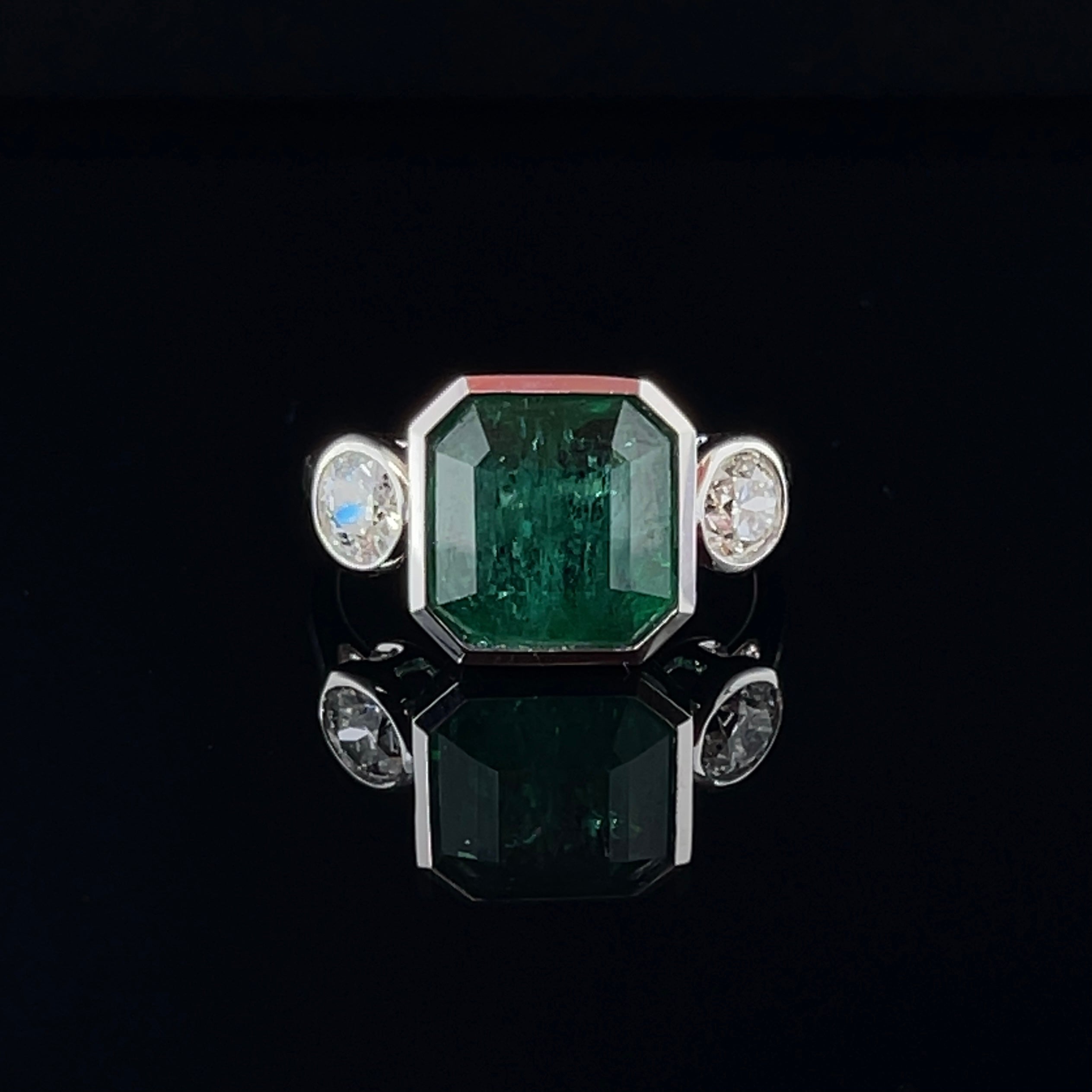 For Sale:  Imperial Jewels 18ct White Gold 3.85ct Emerald and Diamond Ring 6
