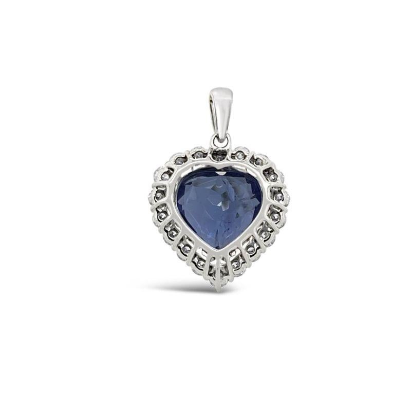 Contemporary 18ct White Gold Blue Sapphire and Diamond Pendant For Sale