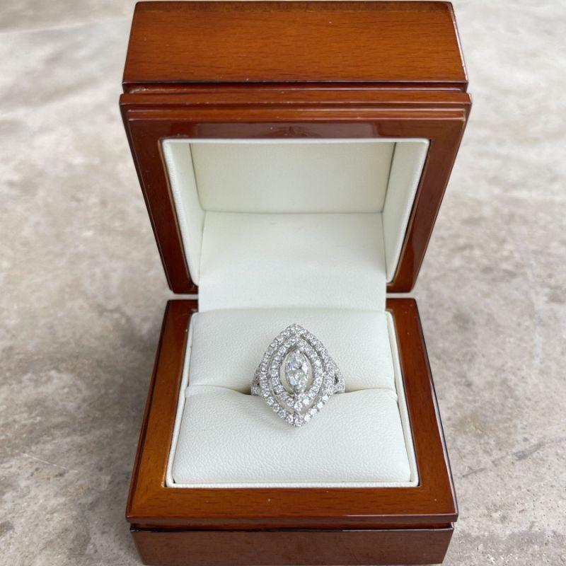 For Sale:  18ct White Gold Marquise Diamond Ring 8