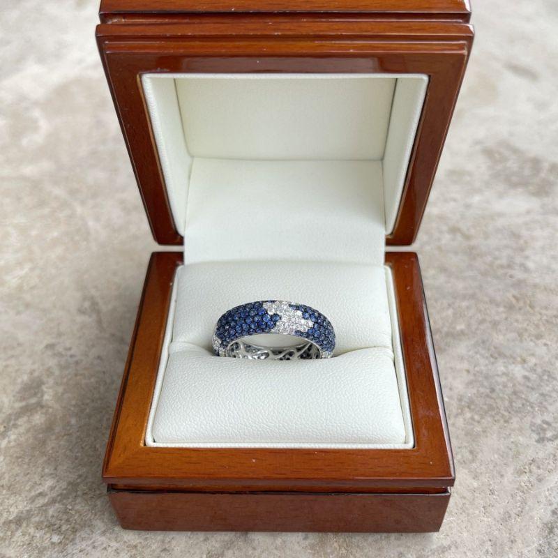 For Sale:  18ct White Gold Sapphire and Diamond Band Ring 9