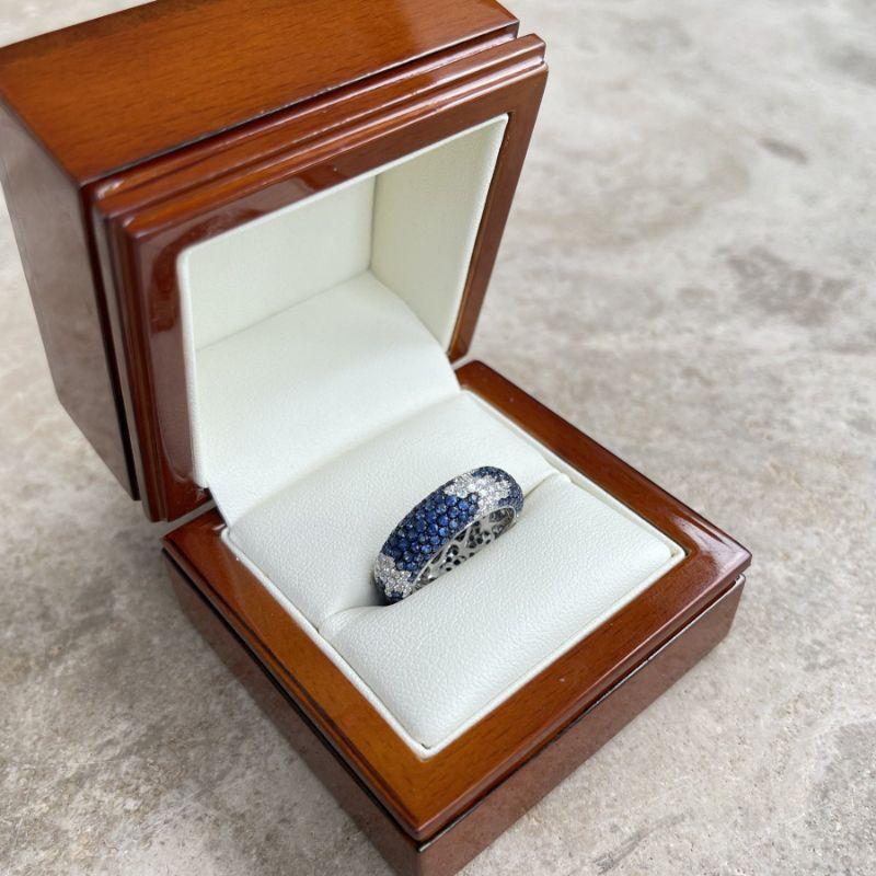 For Sale:  18ct White Gold Sapphire and Diamond Band Ring 10