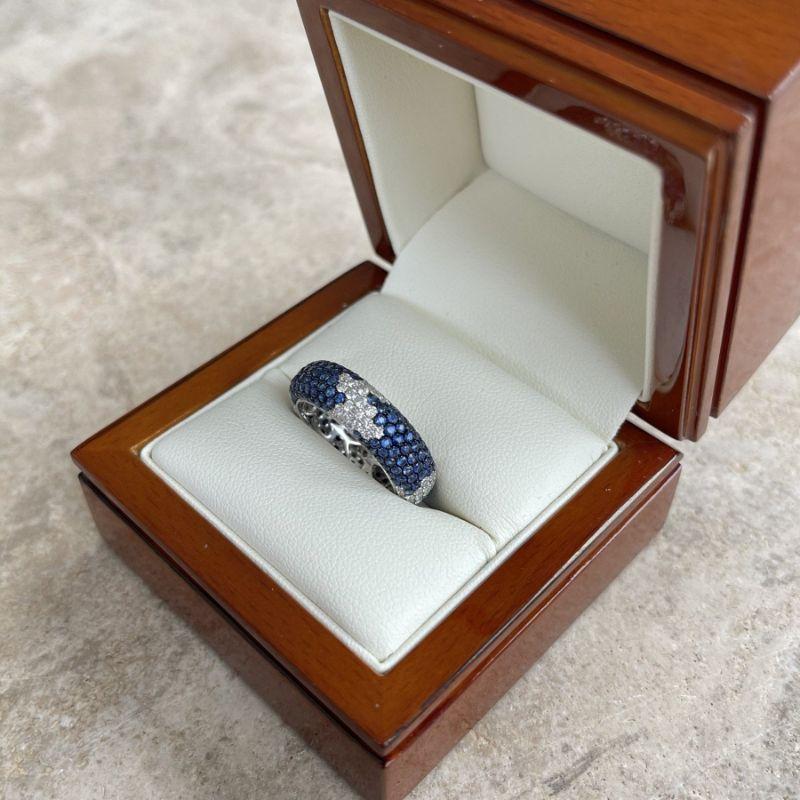 For Sale:  18ct White Gold Sapphire and Diamond Band Ring 11