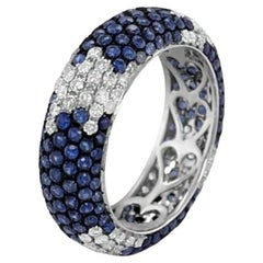 18ct White Gold Sapphire and Diamond Band Ring