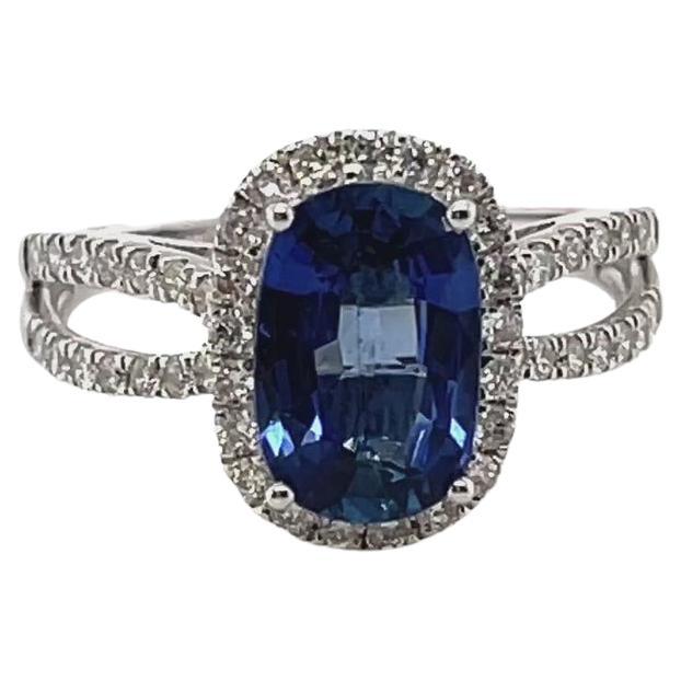 For Sale:  18ct White Gold Sapphire and Diamond Ring 6