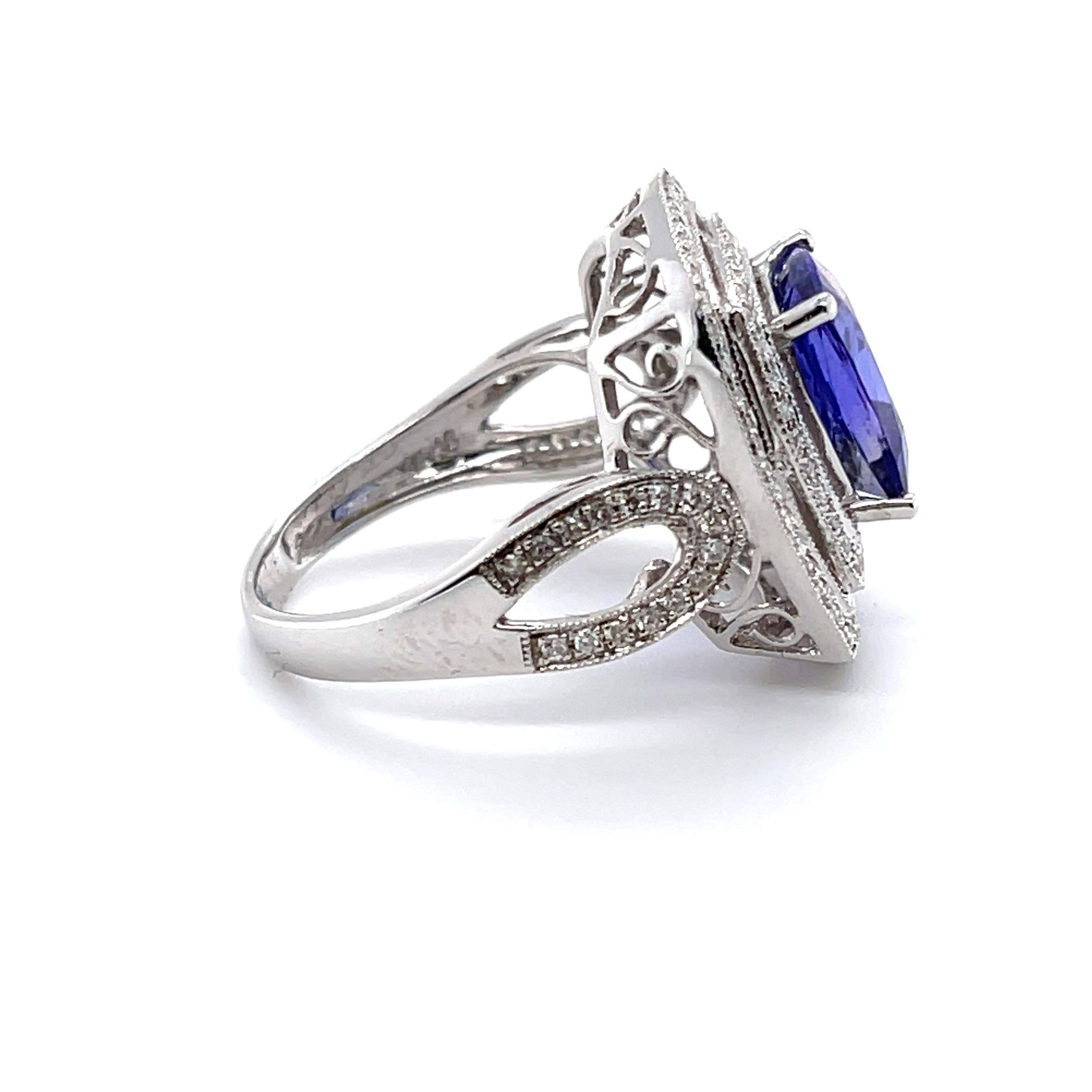 For Sale:  Imperial Jewels 18ct White Gold Tanzanite and Diamond Ring 2