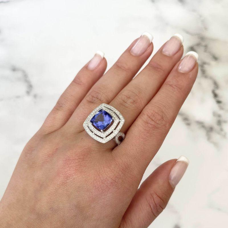For Sale:  Imperial Jewels 18ct White Gold Tanzanite and Diamond Ring 4