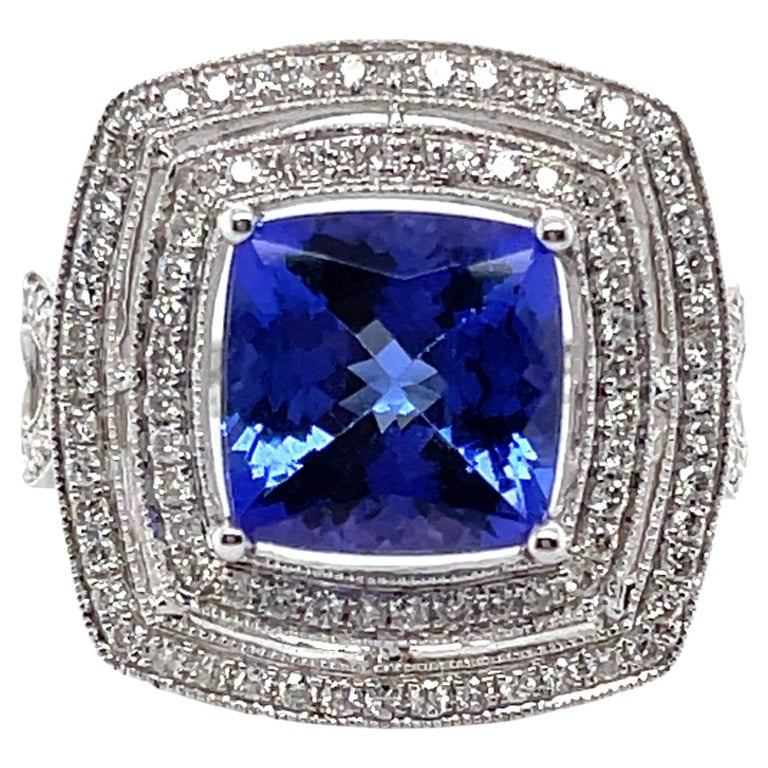 Customizable Imperial Jewels 18ct White Gold Tanzanite and Diamond Ring ...