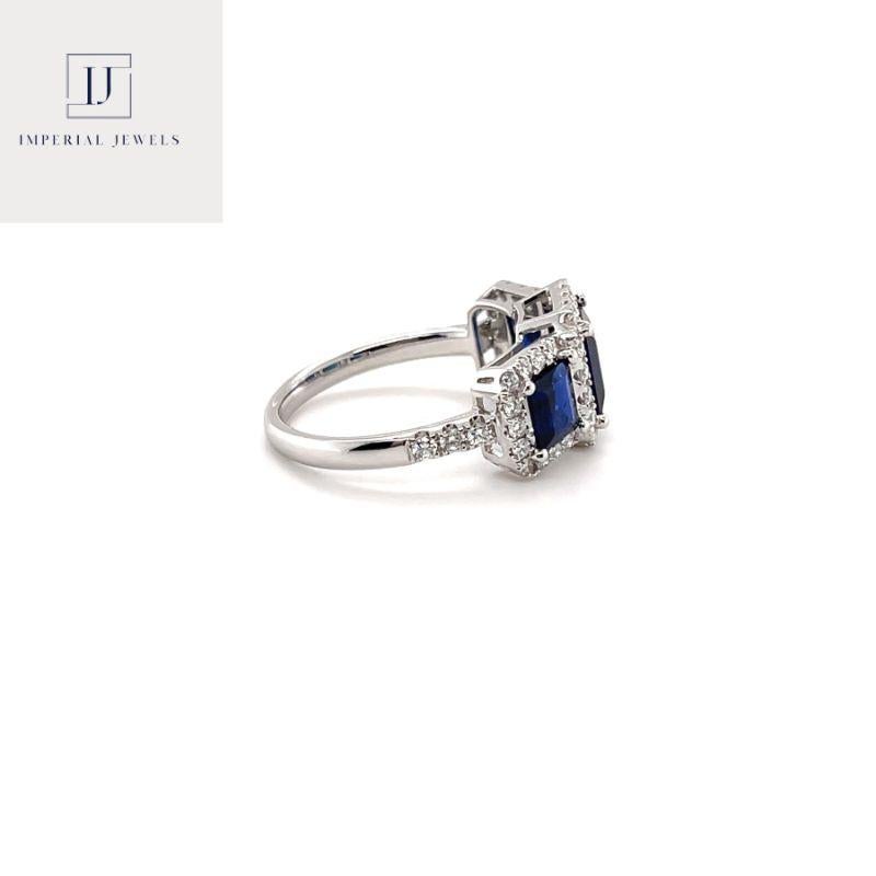 For Sale:  Imperial Jewels 18ct White Gold Trilogy Burmese Blue Sapphire & Diamond Ring 3