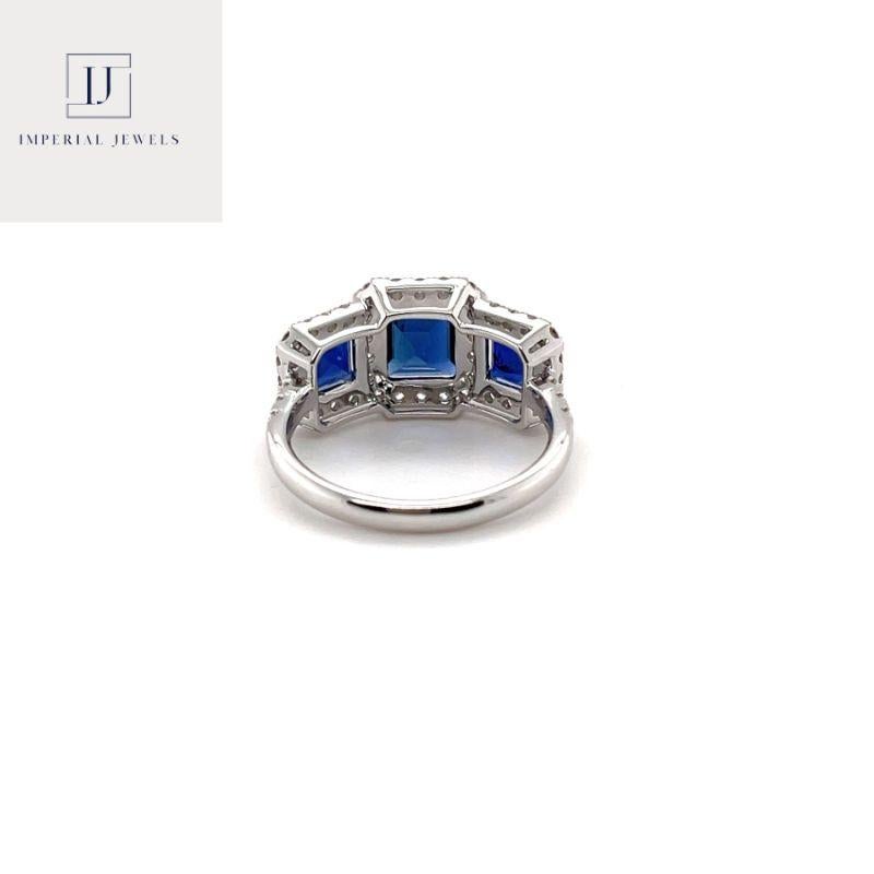 For Sale:  Imperial Jewels 18ct White Gold Trilogy Burmese Blue Sapphire & Diamond Ring 4