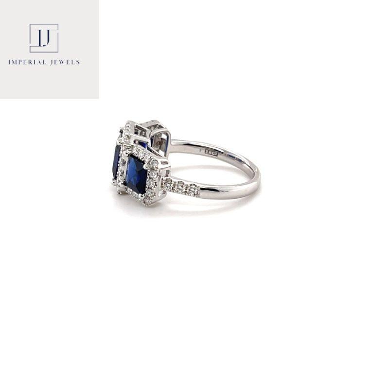 For Sale:  Imperial Jewels 18ct White Gold Trilogy Burmese Blue Sapphire & Diamond Ring 5