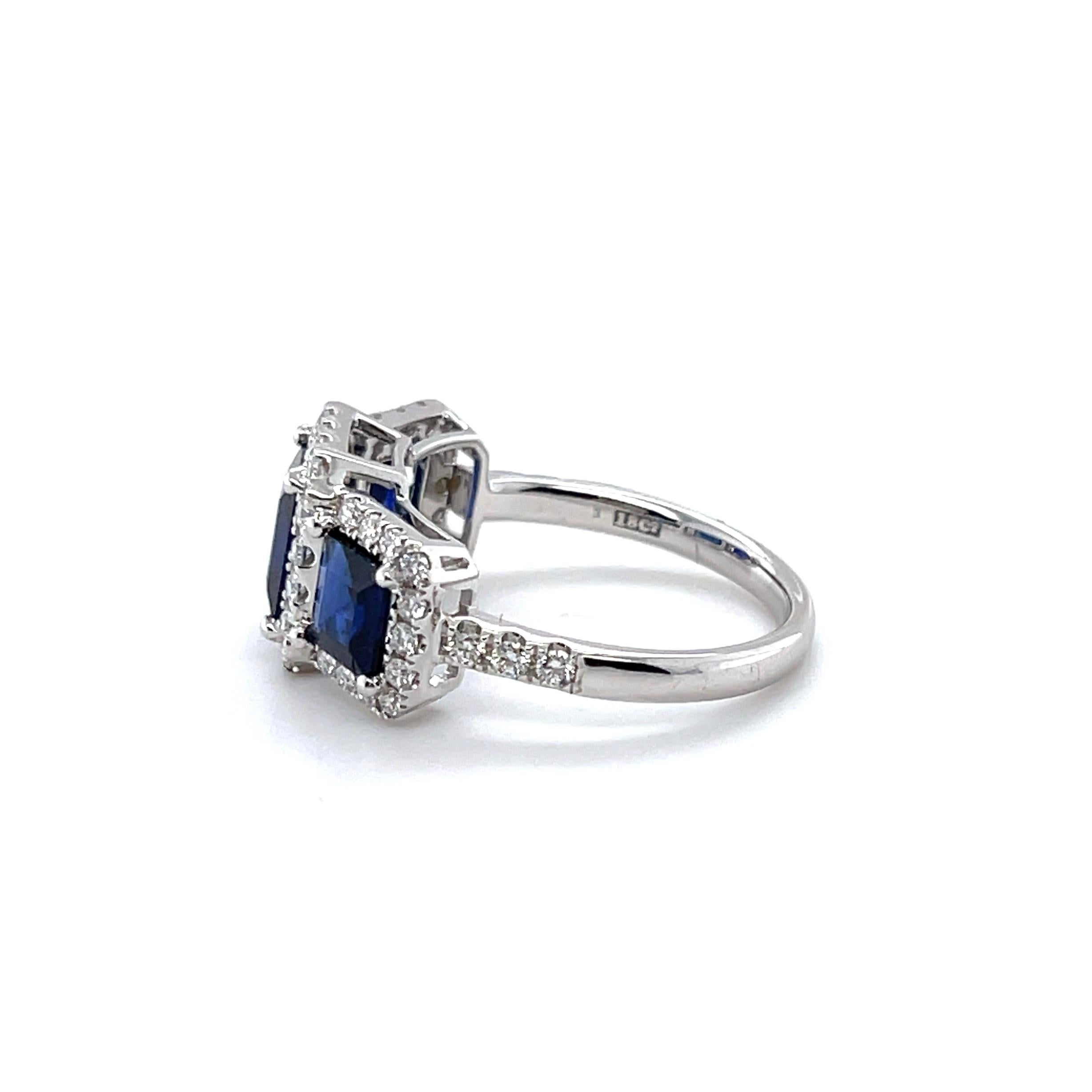 For Sale:  Imperial Jewels 18ct White Gold Trilogy Burmese Blue Sapphire & Diamond Ring 9