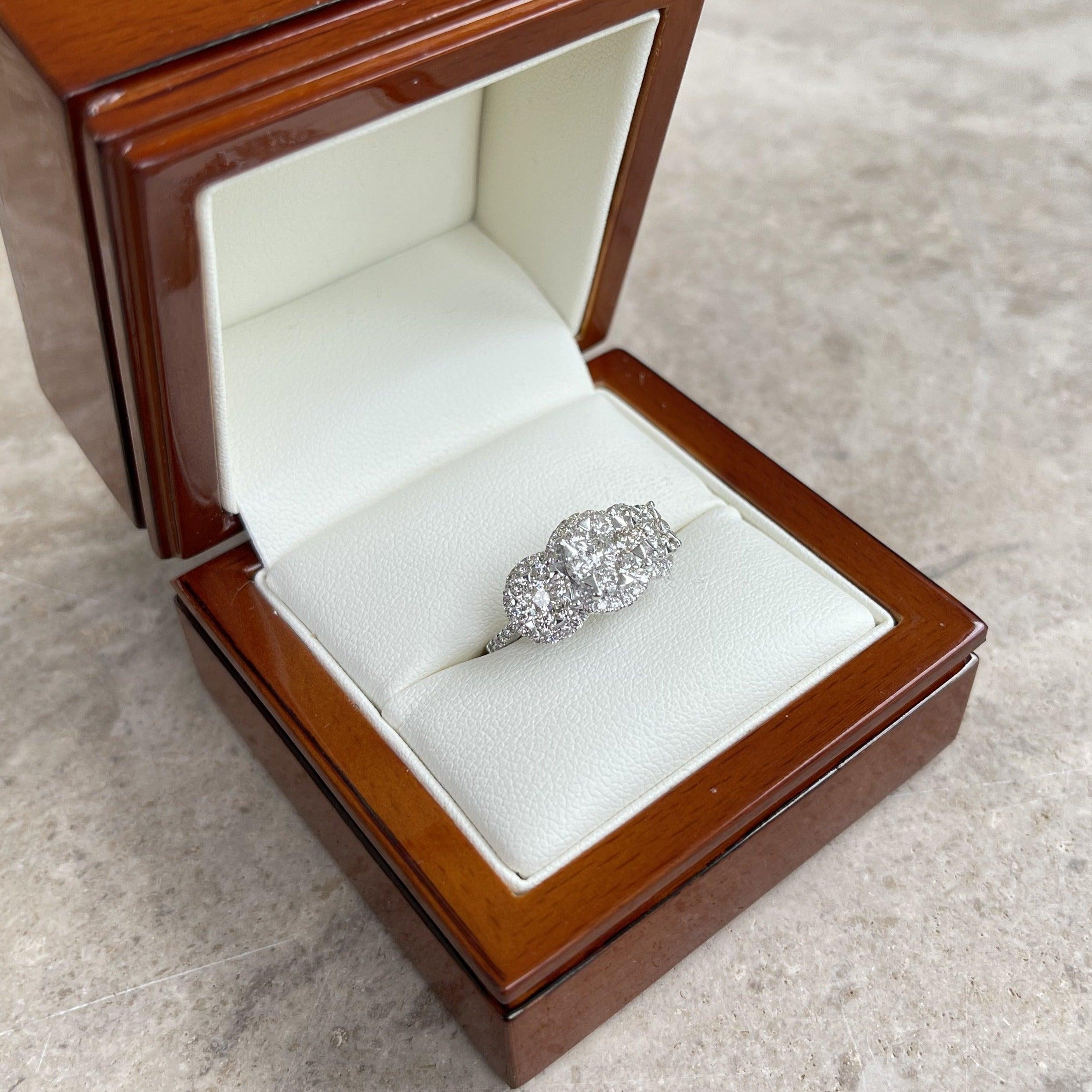 For Sale:  18ct White Gold Trilogy Diamond Ring 10