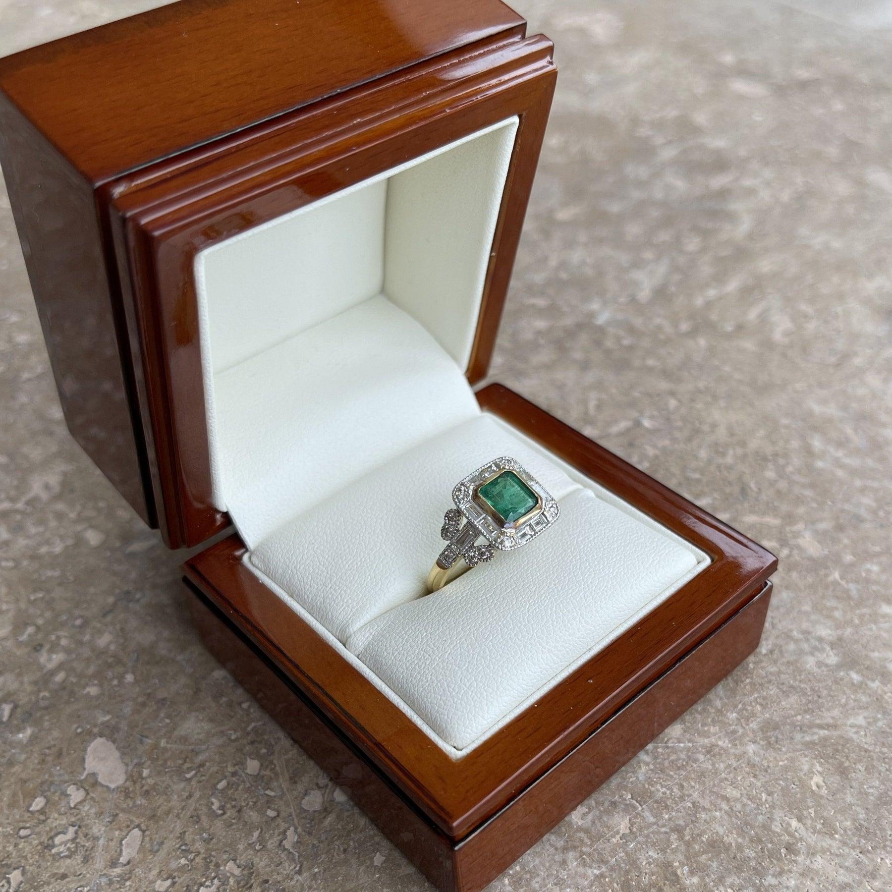 For Sale:  Imperial Jewels 18ct Yellow Gold 2.00ct Emerald and Diamond Ring 9