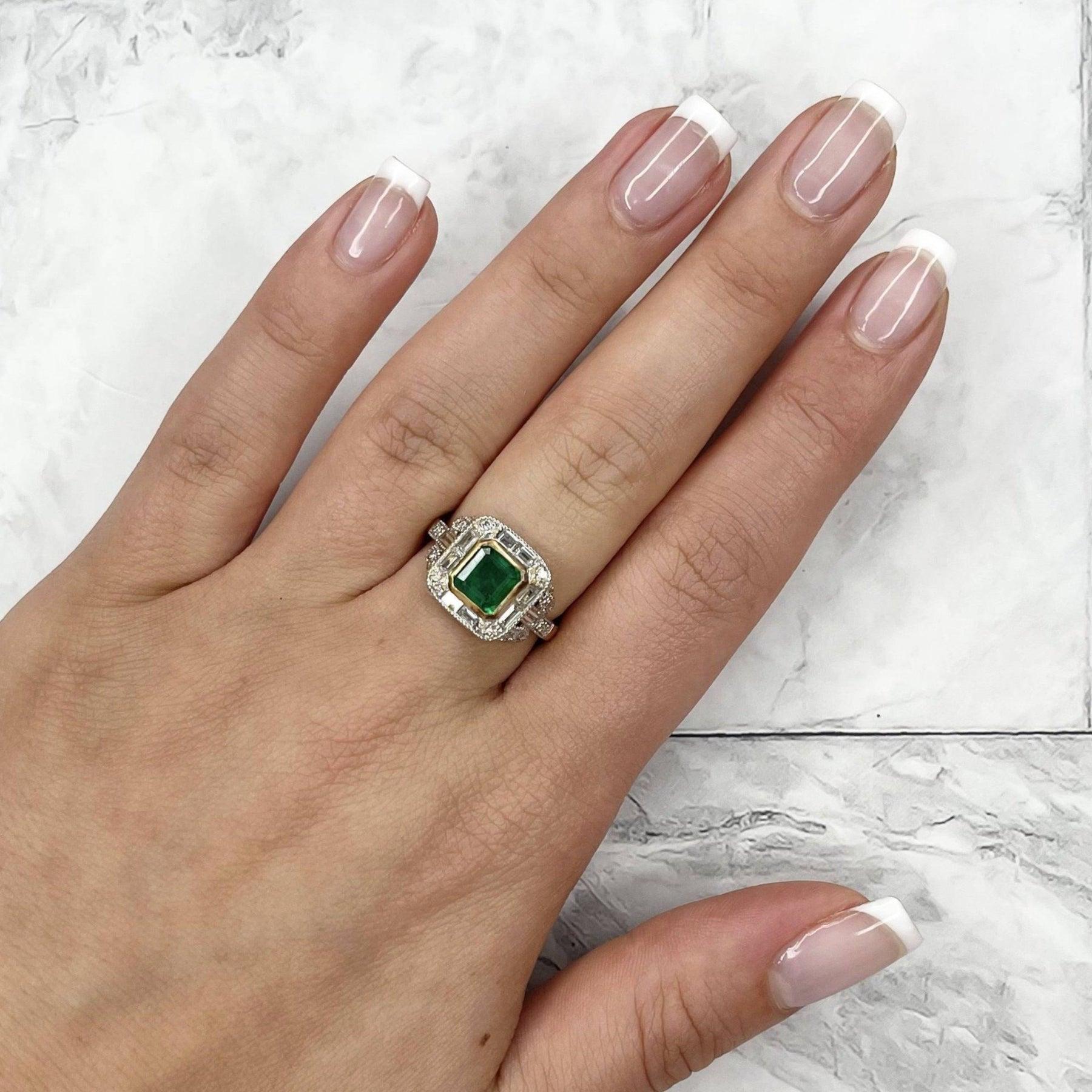 For Sale:  Imperial Jewels 18ct Yellow Gold 2.00ct Emerald and Diamond Ring 5