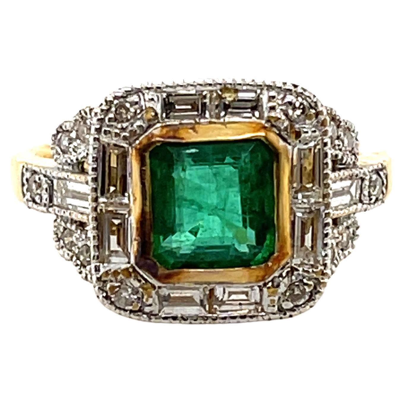 For Sale:  Imperial Jewels 18ct Yellow Gold 2.00ct Emerald and Diamond Ring