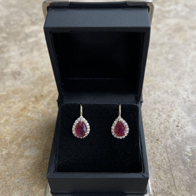 Imperial Jewels 18ct Yellow Gold 2.08ct Ruby and Diamond Earrings In New Condition For Sale In Sydney, NSW