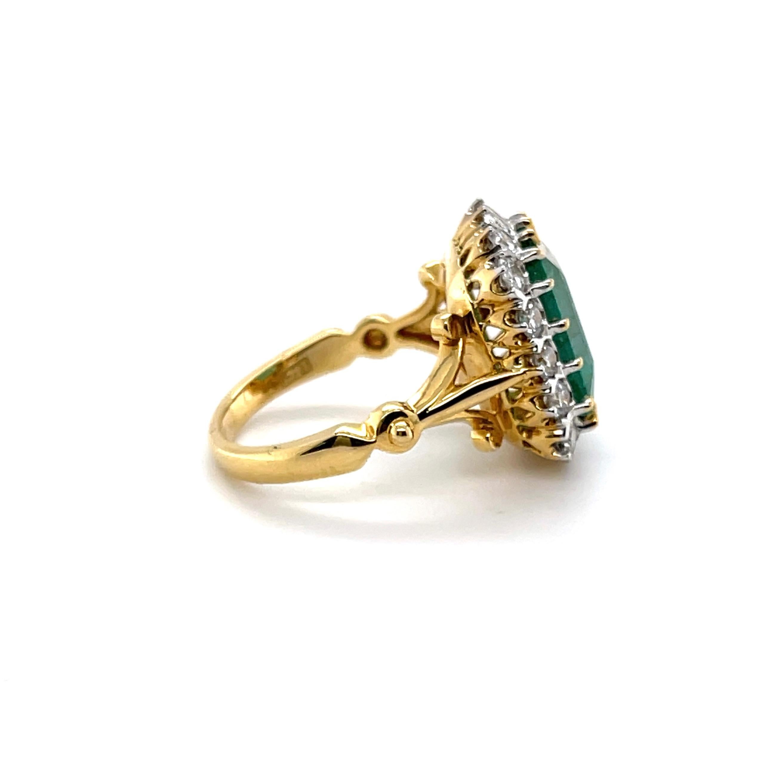 For Sale:  Imperial Jewels 18ct Yellow Gold 4.22ct Emerald and Diamond Ring 2