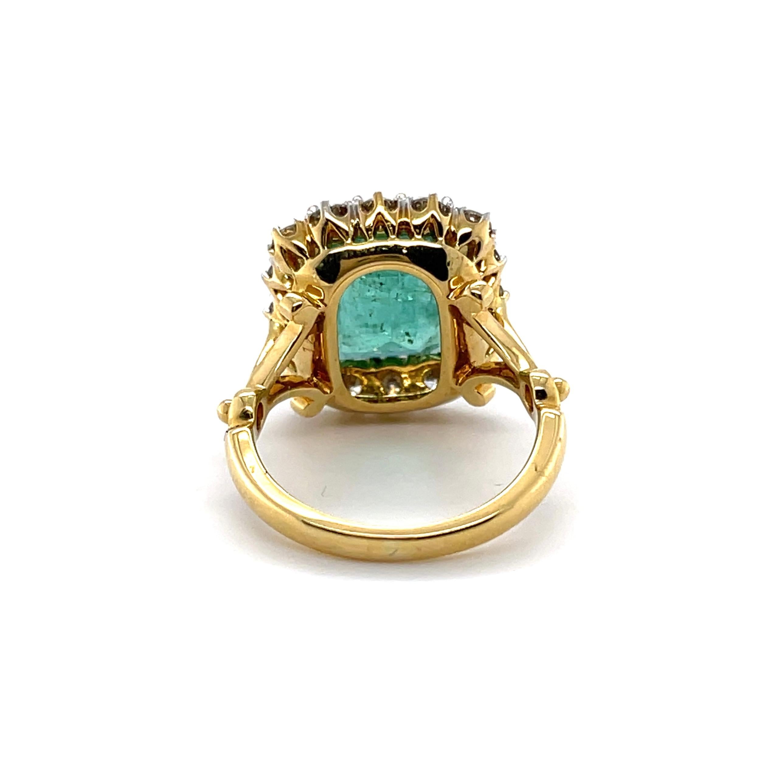 For Sale:  Imperial Jewels 18ct Yellow Gold 4.22ct Emerald and Diamond Ring 4