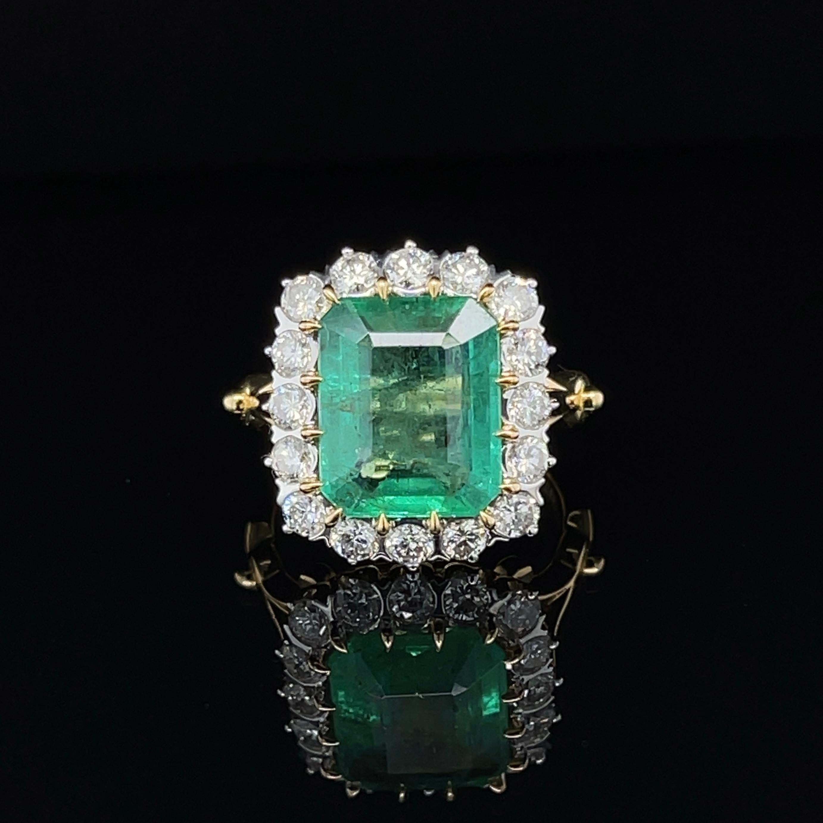 For Sale:  Imperial Jewels 18ct Yellow Gold 4.22ct Emerald and Diamond Ring 6