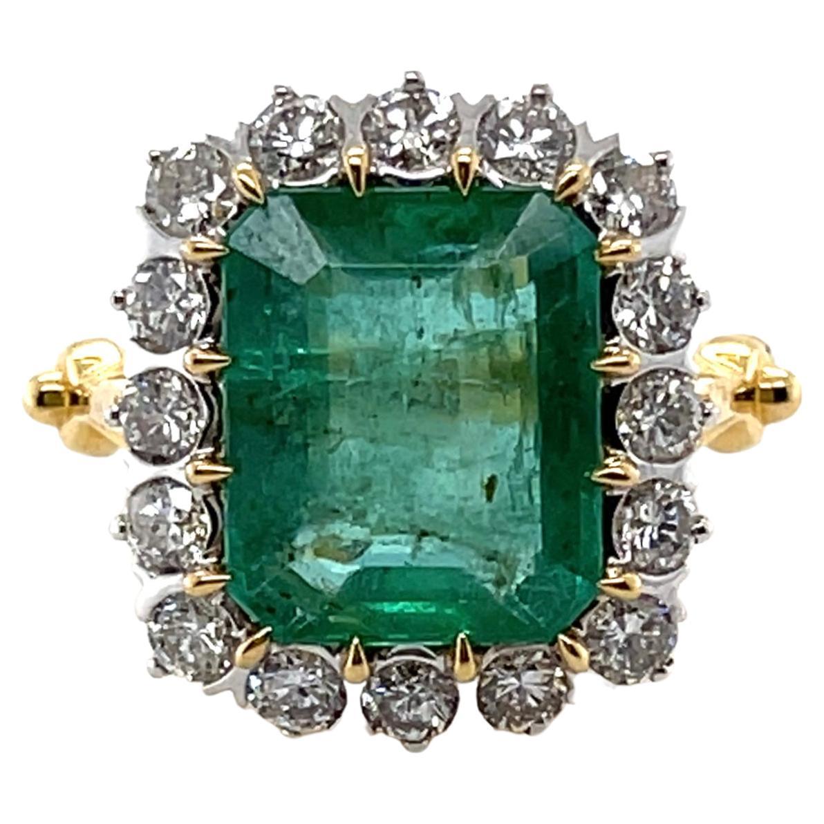 Imperial Jewels 18ct Yellow Gold 4.22ct Emerald and Diamond Ring