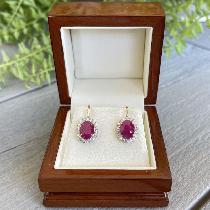 18ct Yellow Gold 4.28ct Ruby and Diamond Earrings For Sale 3