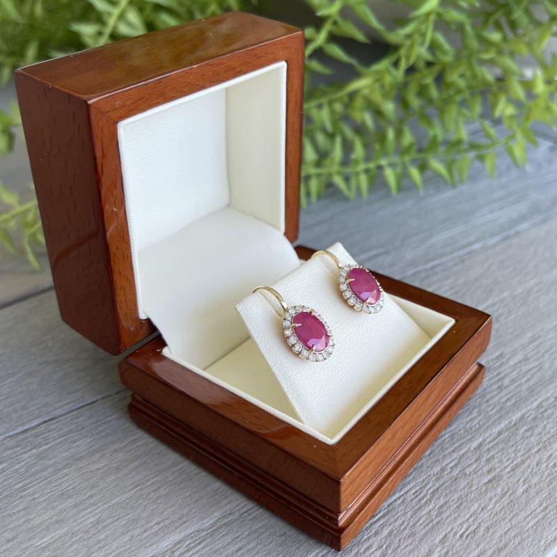18ct Yellow Gold 4.28ct Ruby and Diamond Earrings For Sale 5