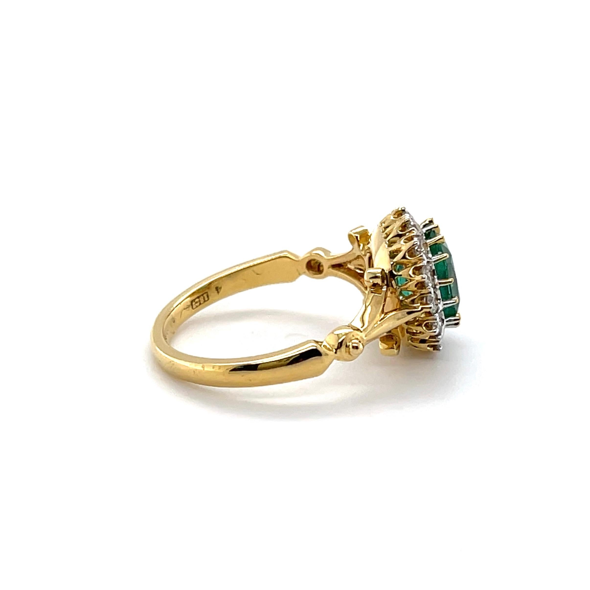 Im Angebot: Imperial Jewels 18 Karat Gelbgold Kolumbianischer Smaragd und Diamantring () 2