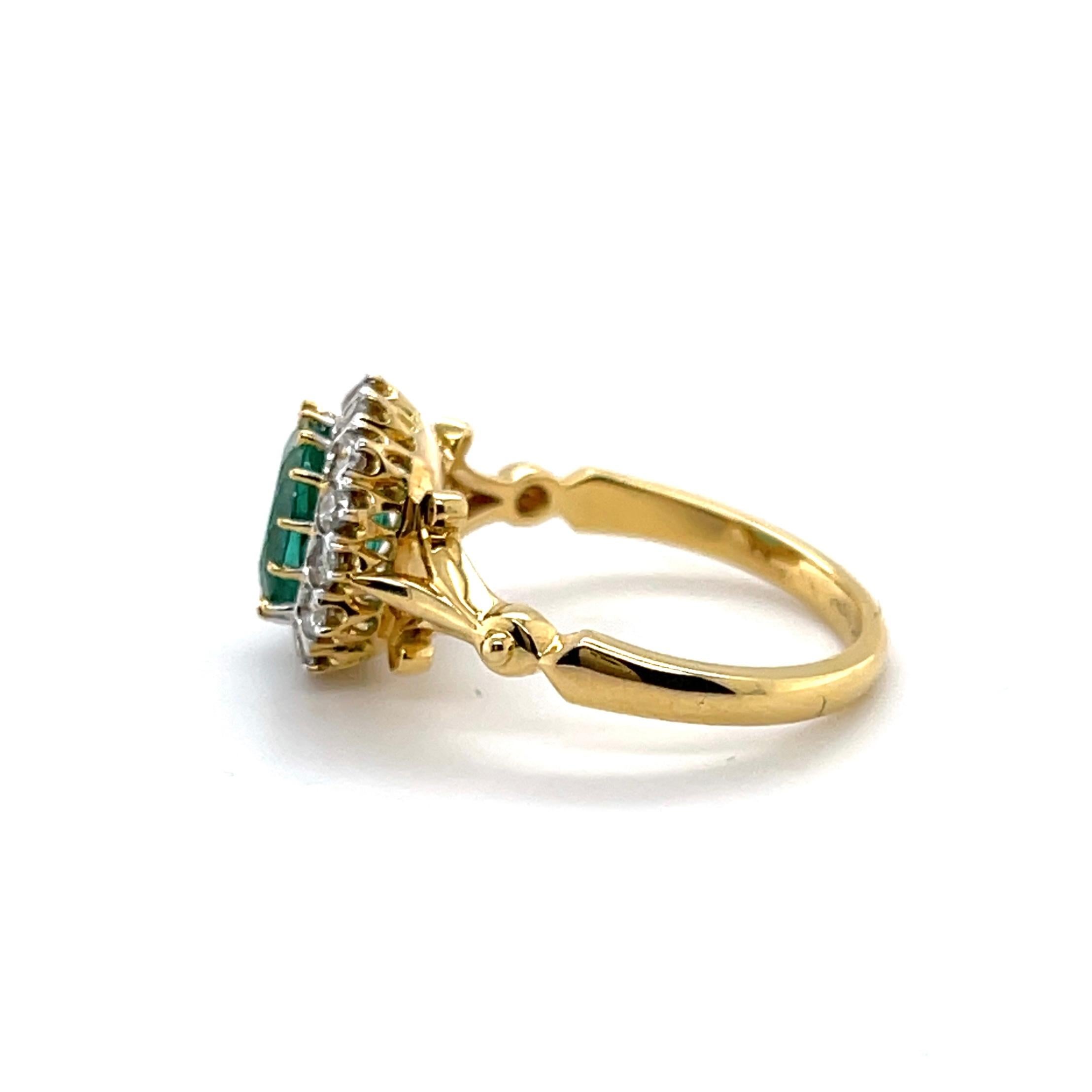 Im Angebot: Imperial Jewels 18 Karat Gelbgold Kolumbianischer Smaragd und Diamantring () 3