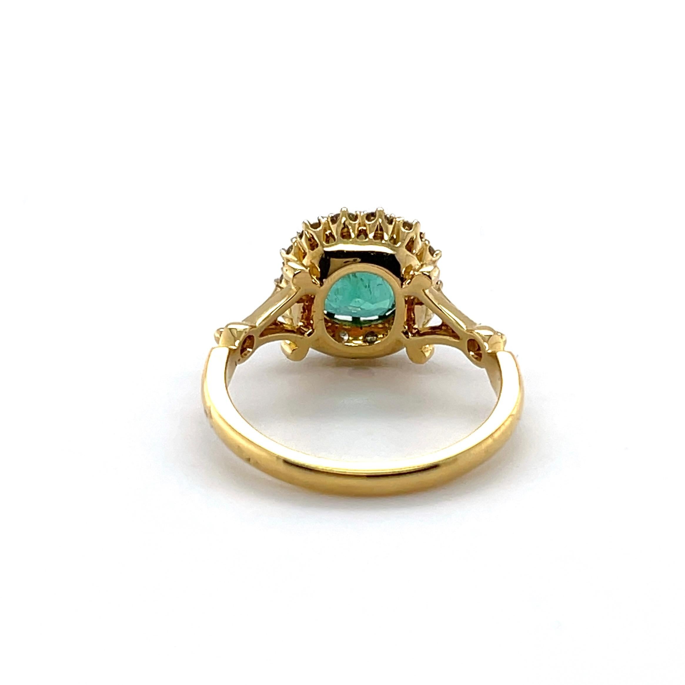 Im Angebot: Imperial Jewels 18 Karat Gelbgold Kolumbianischer Smaragd und Diamantring () 4