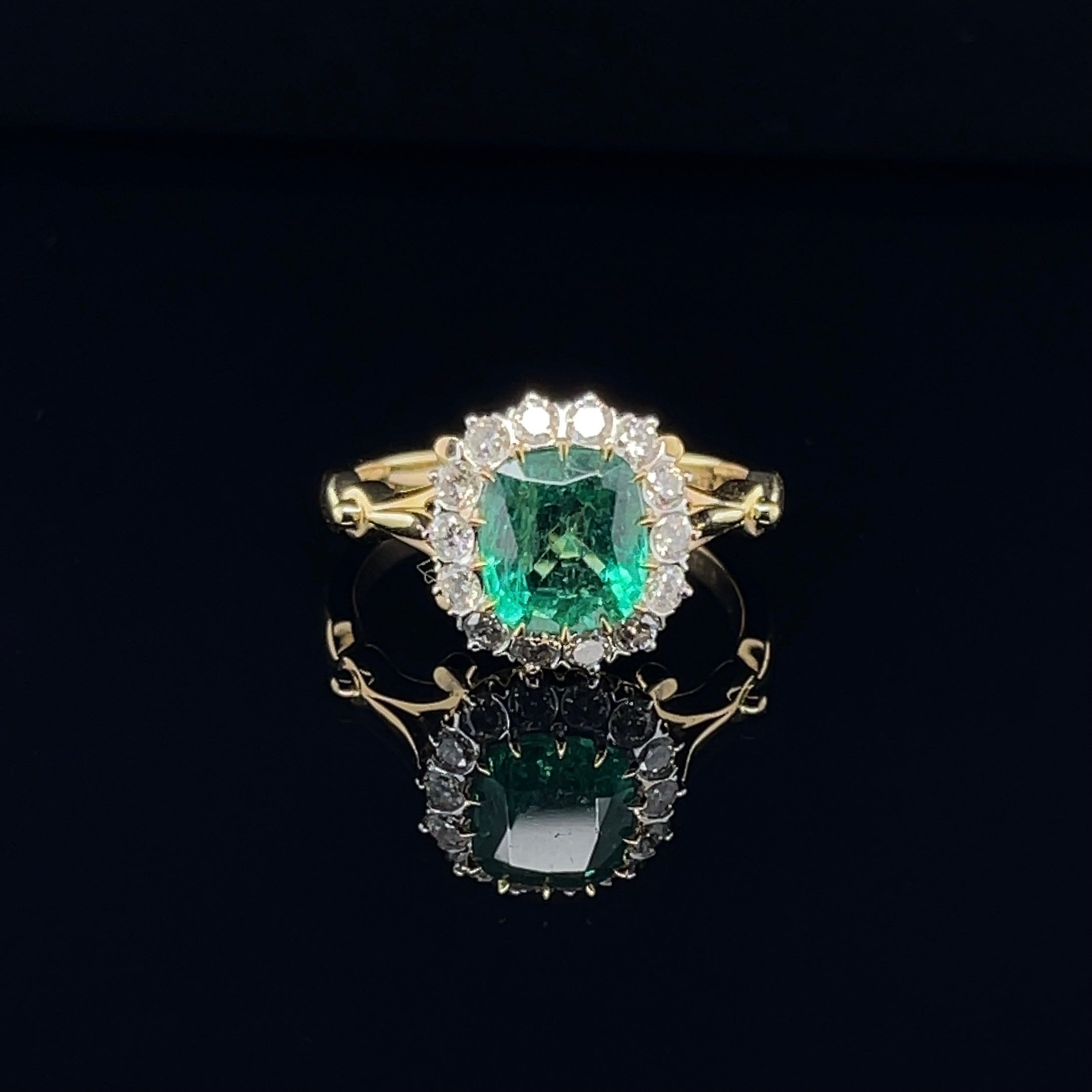 Im Angebot: Imperial Jewels 18 Karat Gelbgold Kolumbianischer Smaragd und Diamantring () 6