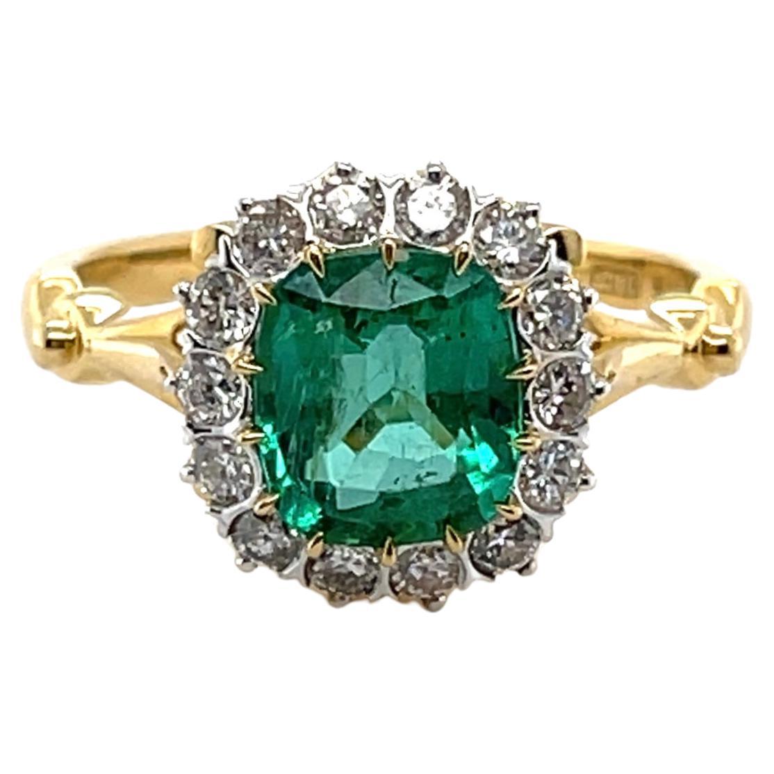Imperial Jewels 18ct Yellow Gold Colombian Emerald and Diamond Ring
