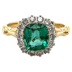 Imperial Jewels 18ct Yellow Gold Colombian Emerald and Diamond Ring
