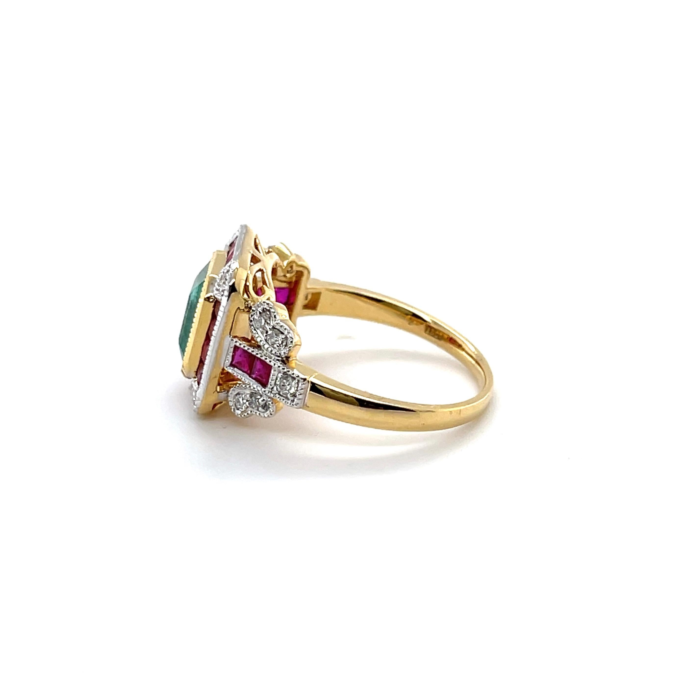 For Sale:  Imperial Jewels 18ct Yellow Gold Colombian Emerald and Ruby Ring 3